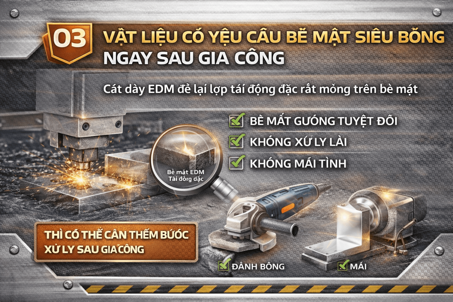 yêu cầu bề mặt siêu bóng ngay sau gia công