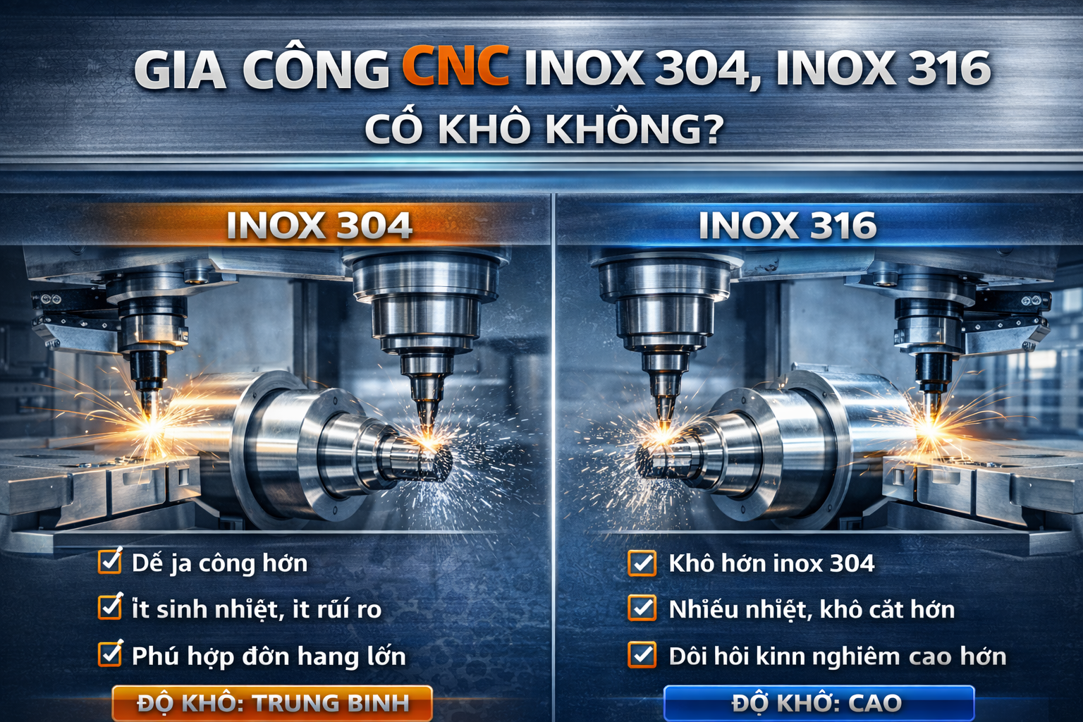 Gia công CNC inox 304, inox 316