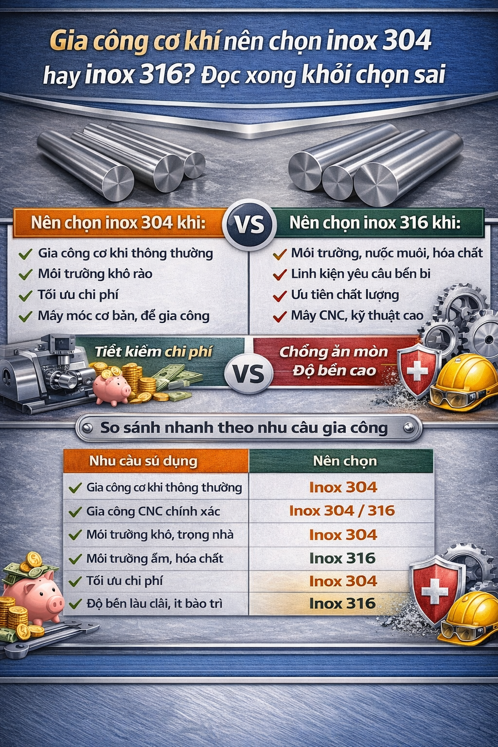 gia công inox 304 và inox 316