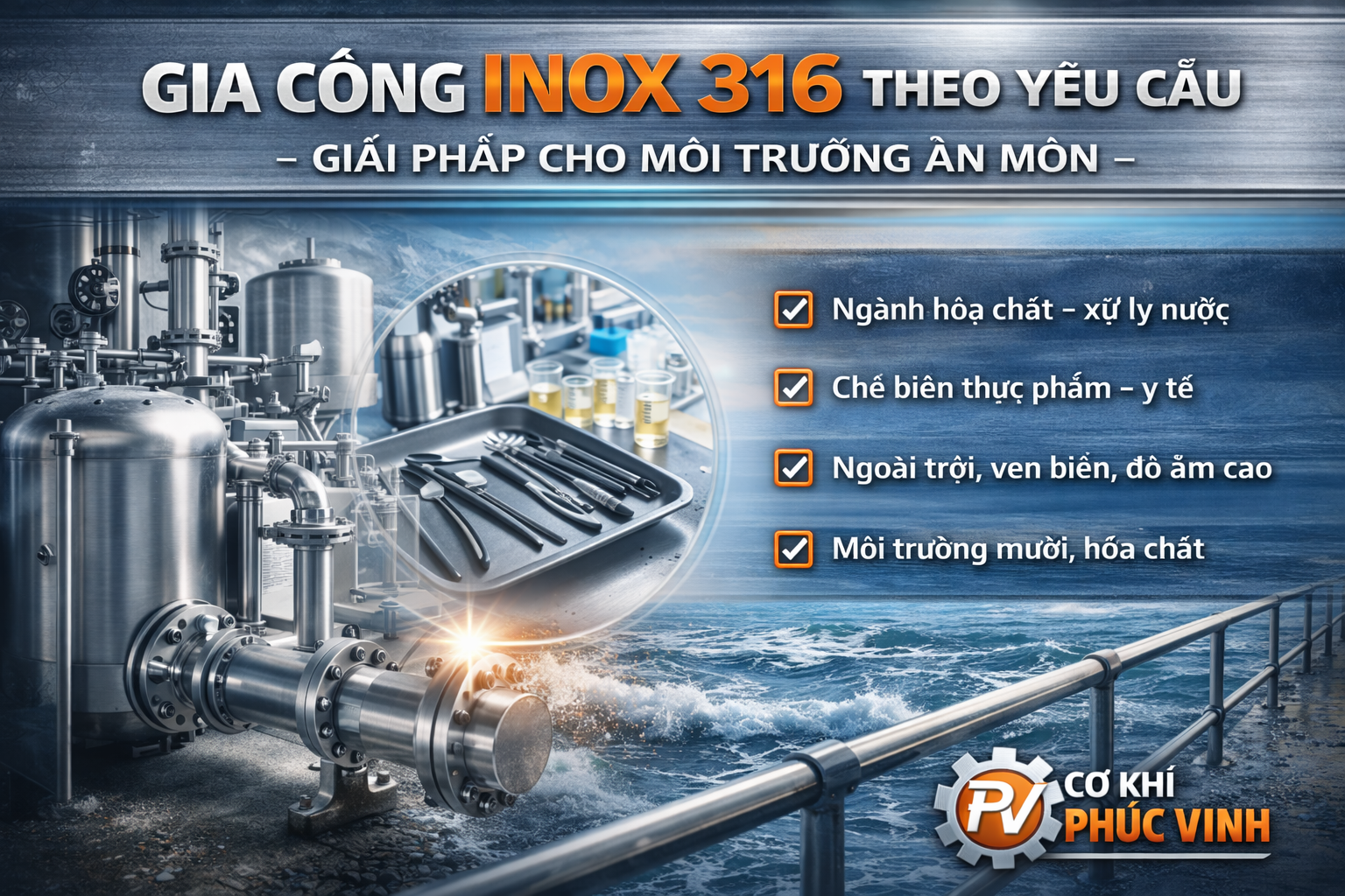 Gia công inox 316 theo yêu cầu – Giải pháp cho môi trường ăn mòn