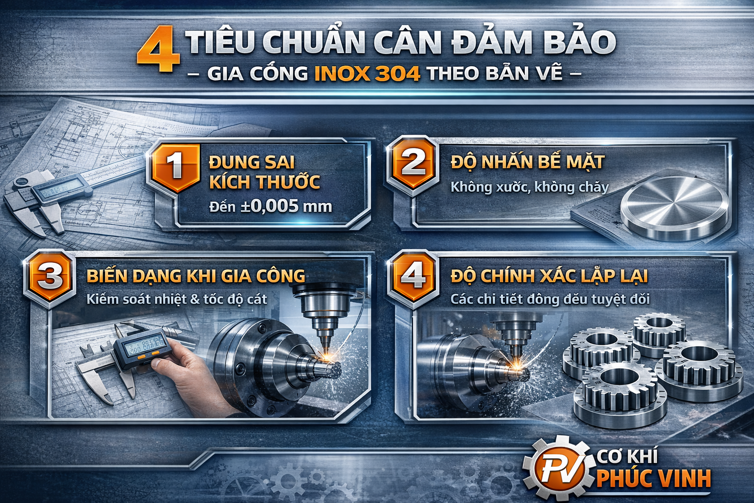 Các tiêu chuẩn kỹ thuật cần đảm bảo khi gia công inox 304 theo bản vẽ